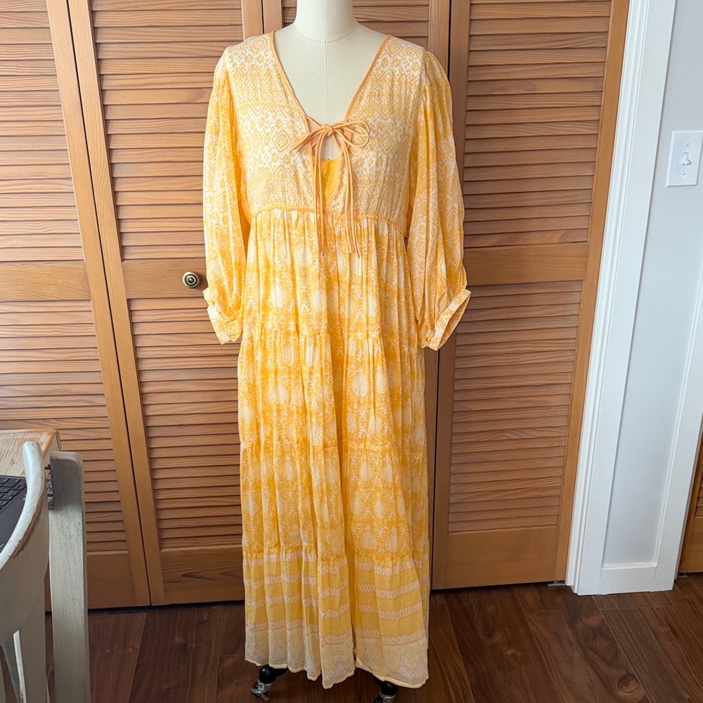 Daughters of India Yellow Long Sleeve Dress